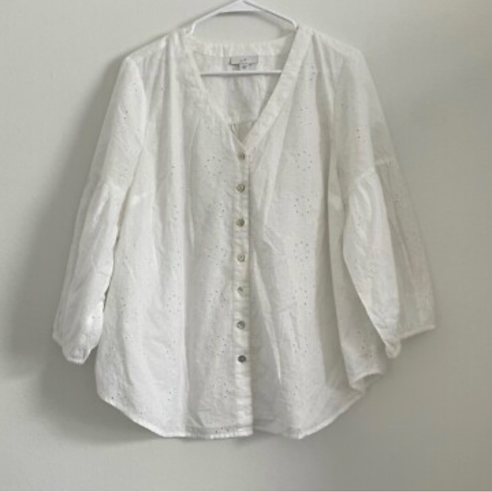 💎💎White Button-Up Blouse100%cotton